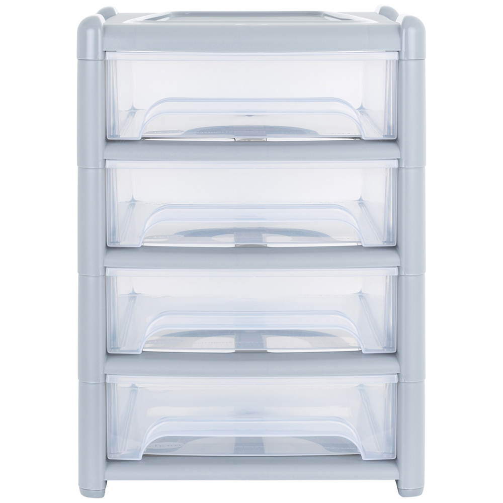 Wham Shallow 4 Drawer Steel and Clear Storage Unit Image 3