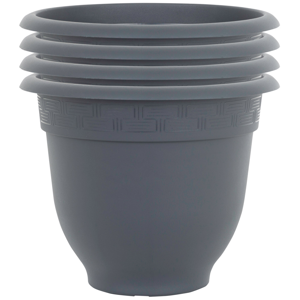 Wham Bell Pot Slate Recycled Plastic Round Planter 36cm 4 Pack Image 1