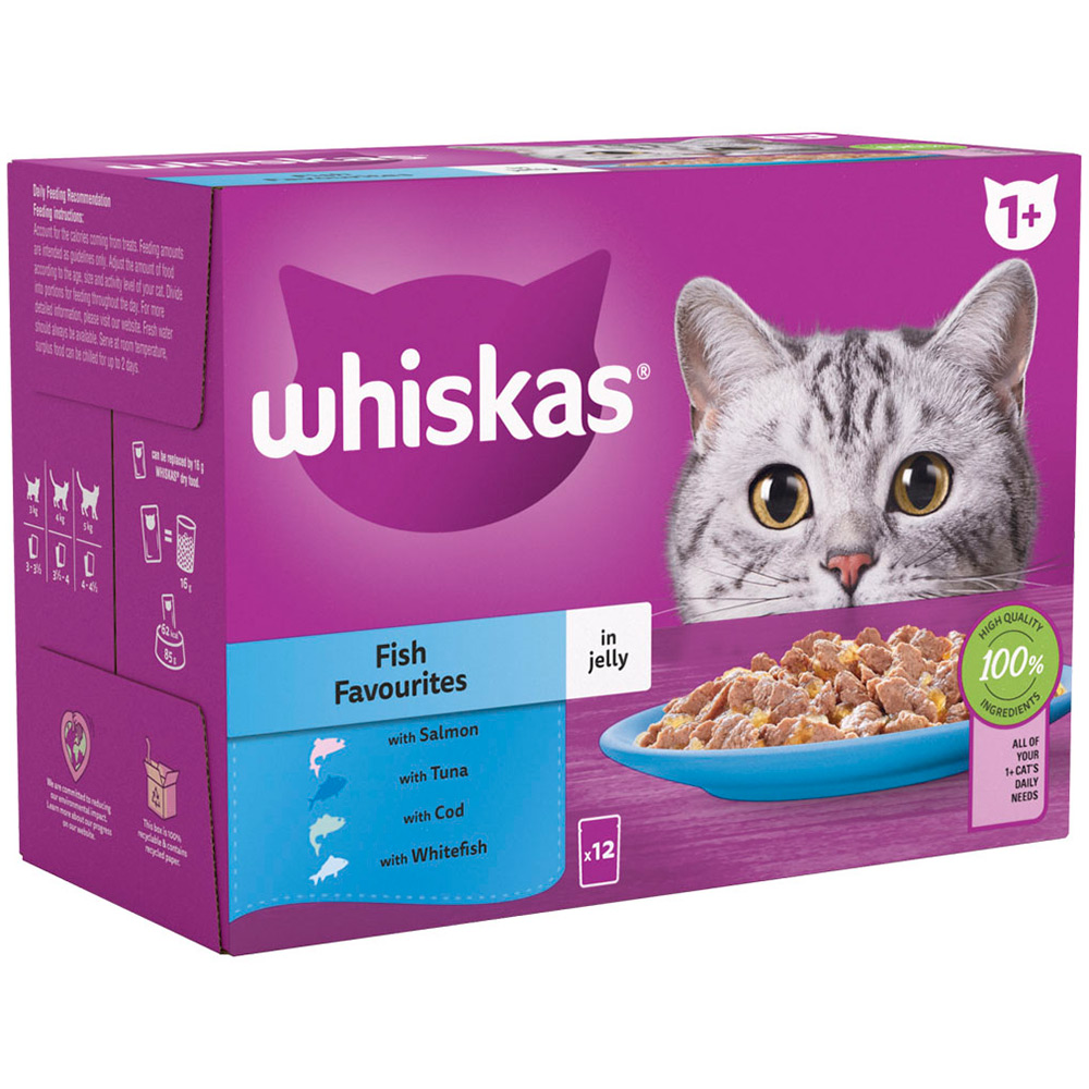Whiskas Adult Wet Cat Food Pouches Fish in Jelly 12 x 85g Image 2