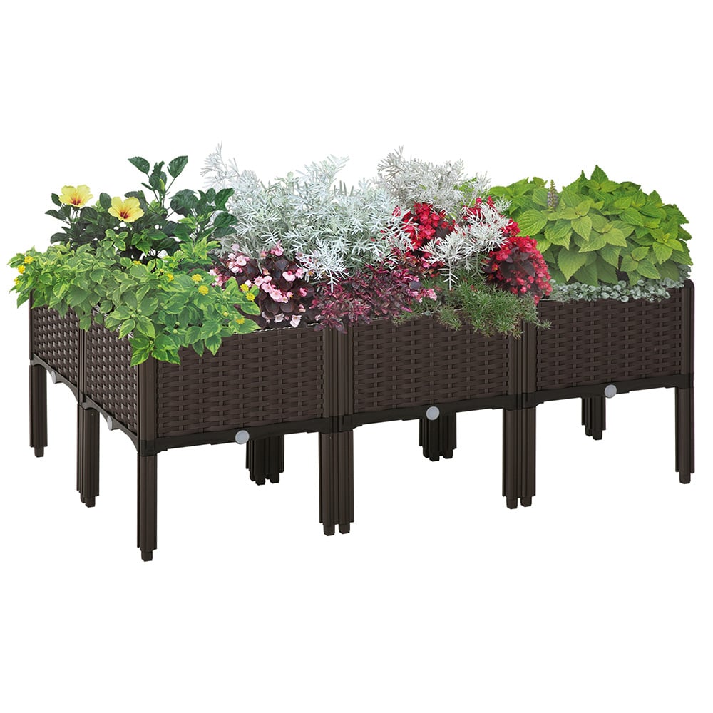 Outsunny Raised Bed Self Watering Planter 6 Pack Image 1