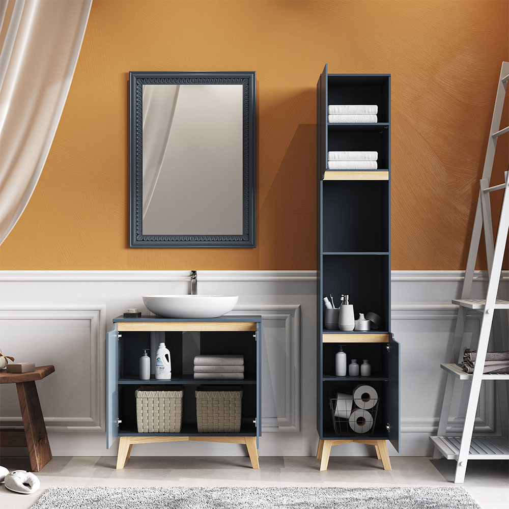 Living and Home 2 Door Floor Cabinet with Solid Wood Legs Image 7