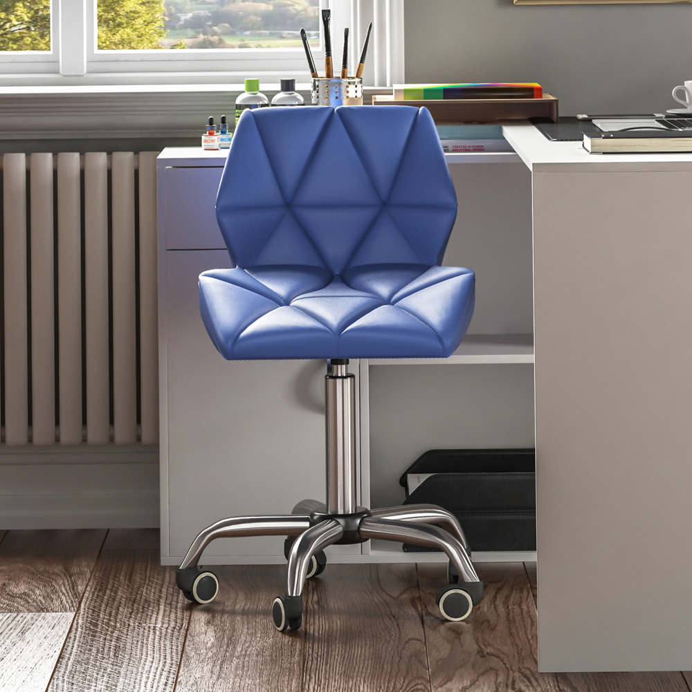 Vida Designs Geo Blue PU Faux Leather Swivel Office Chair Image 3
