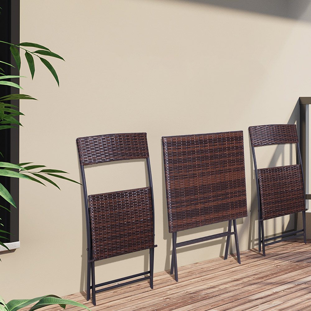 Outsunny 2 Seater Rattan Bistro Set Brown Image 6