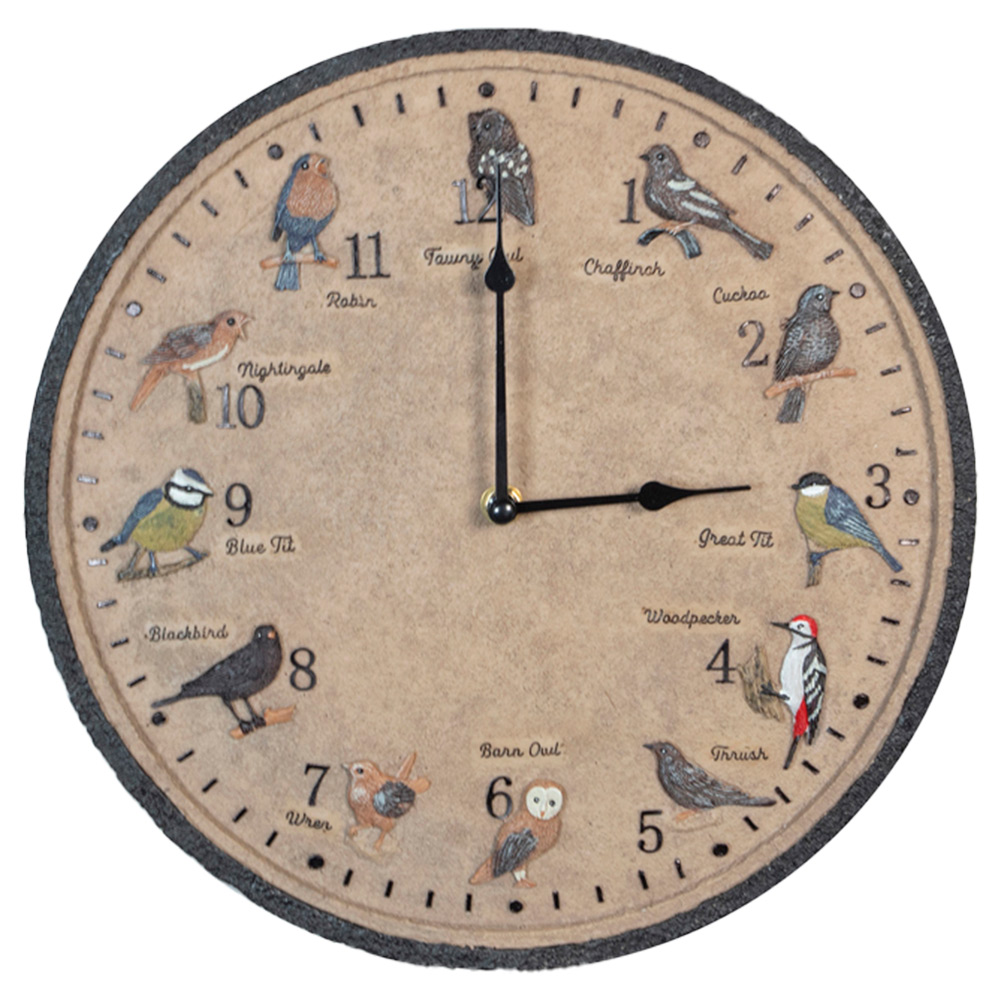 St Helens Garden Birds Round Garden Clock 30cm Image 1