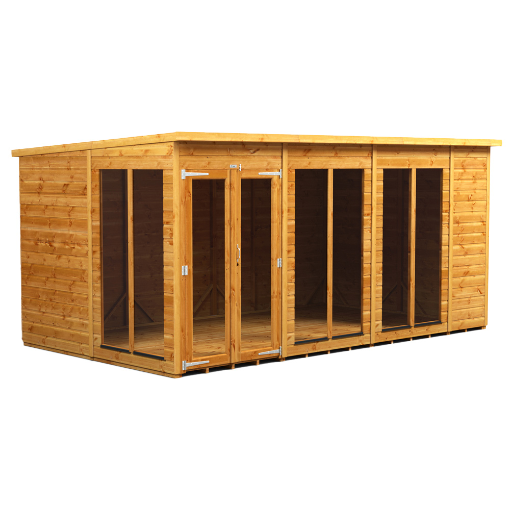 Power Sheds 14 x 8ft Double Door Pent Traditional Summerhouse Image 1
