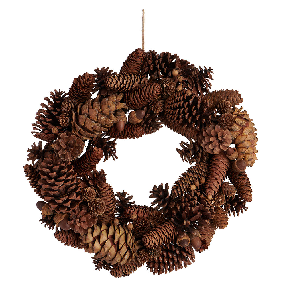 Wilko 40cm Christmas Wreath with Natural Cones