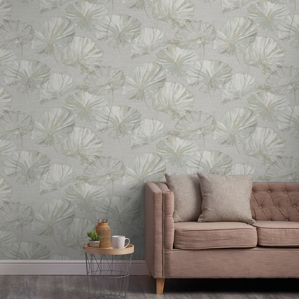 Grandeco Boutique Collection Water Lily White Wallpaper Image 3