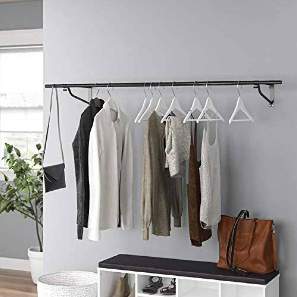 House of Home Black Wall-Mounted Clothes Rail 6ft Image 2