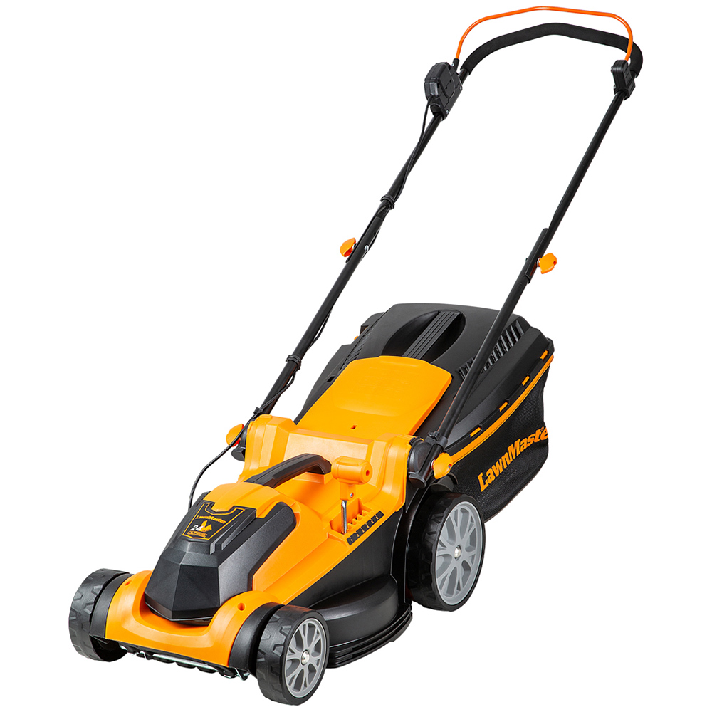 LawnMaster CLMF2437G-01 24V Hand Propelled 37cm Rotary Battery Lawn Mower Image 1
