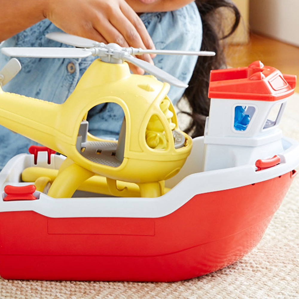 Green Toys Rescue Boat and Helicopter 2-in-1 Water Toy Image 3