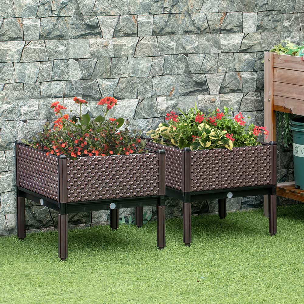 Outsunny Raised Bed Self Watering Planter Set of 2 Image 2