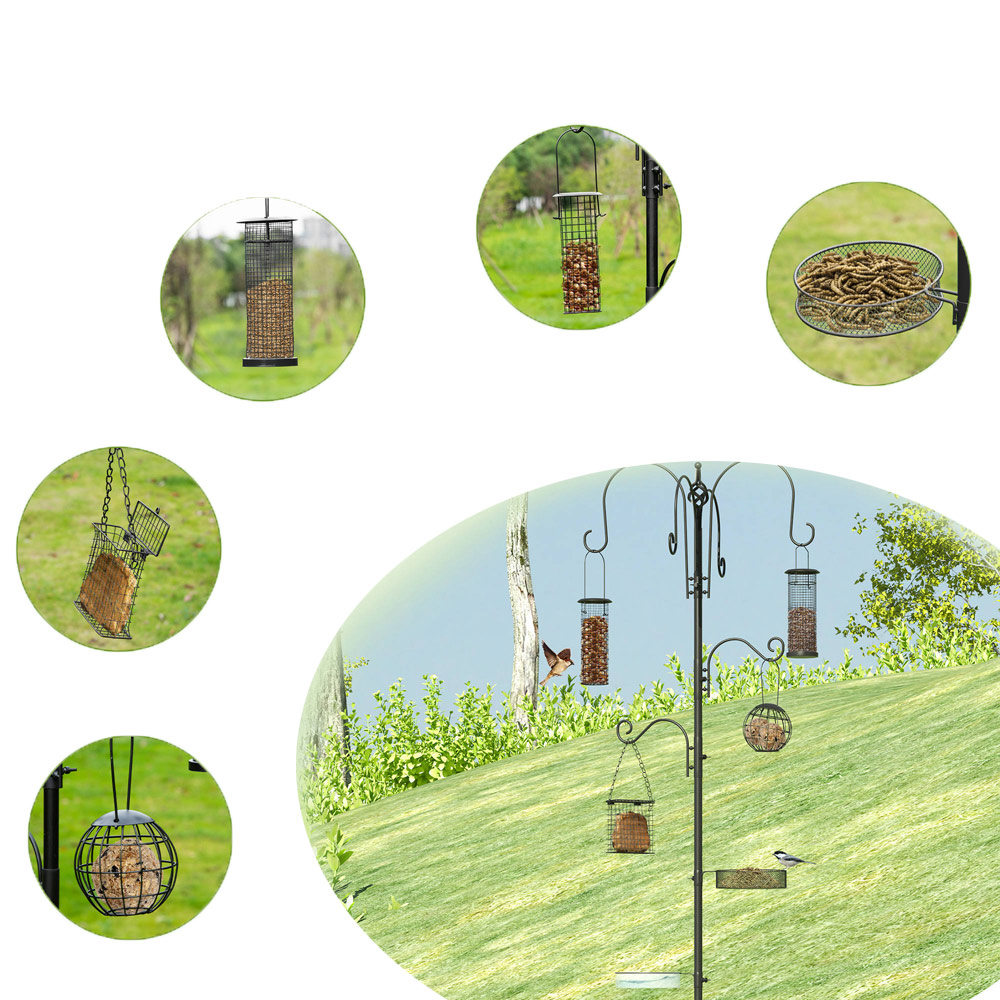 Pawhut Bird Feeding Station Kit with 6 Hooks and 4 Hanging Feeders Image 3