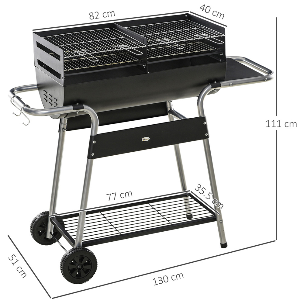 Outsunny Charcoal Barbecue Grill Trolley Image 7