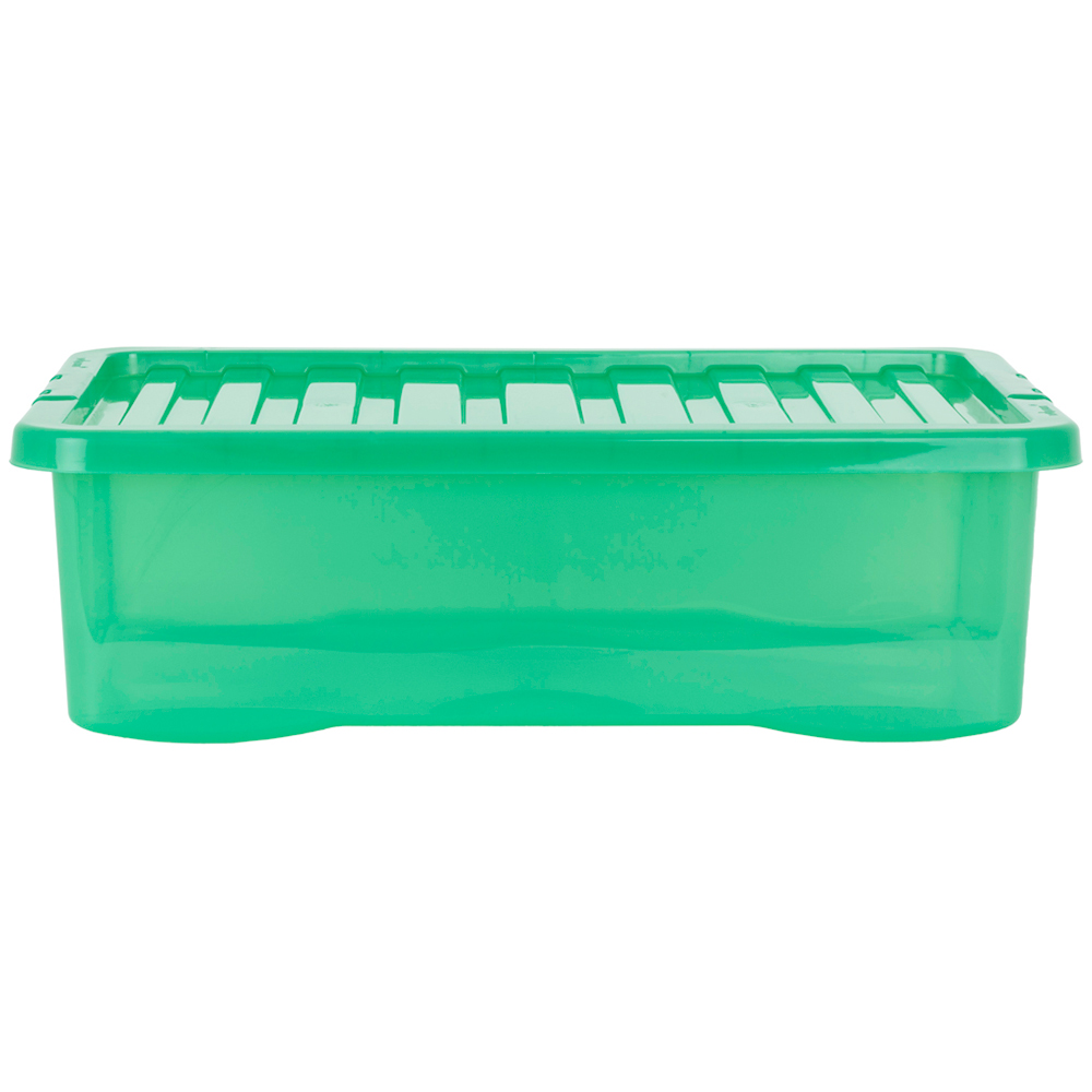 Wham Crystal 32L Clear Green Stackable Plastic Storage Box and Lid Pack 5 Image 4