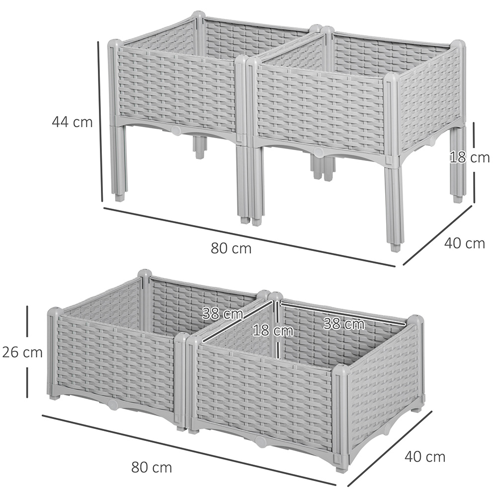 Outsunny Grey Raised Bed Planter Set of 4 Image 5