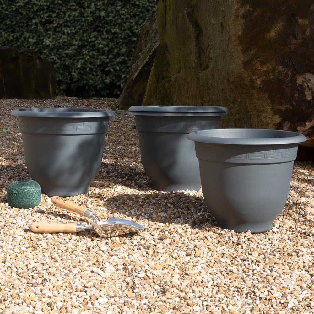 Wham Bell Pot Slate Recycled Plastic Round Planter 36cm 4 Pack Image 2