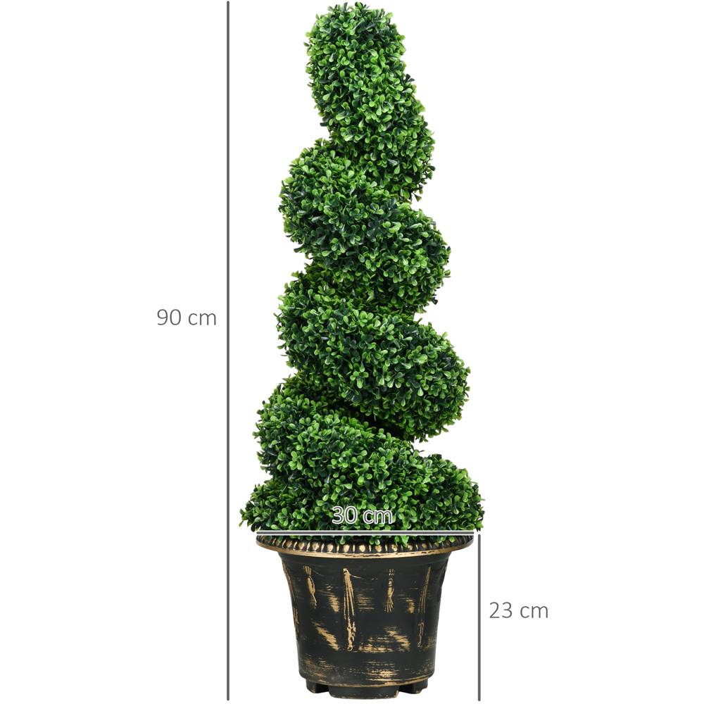 HOMCOM Topiary Spiral Boxwood Trees Artificial Plant 2 Pack Image 7