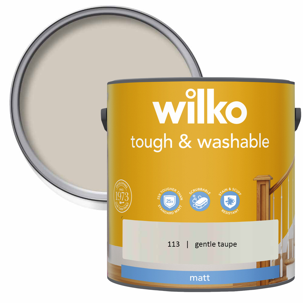 Wilko Tough & Washable Gentle Taupe Matt Emulsion Paint 2.5L Image 1
