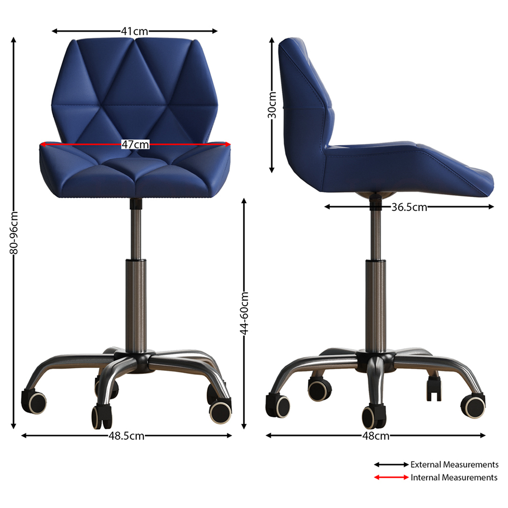 Vida Designs Geo Blue PU Faux Leather Swivel Office Chair Image 8