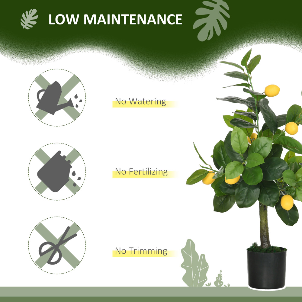 HOMCOM Lemon and Orange Artificial Plants with Pots Set 60cm Image 5