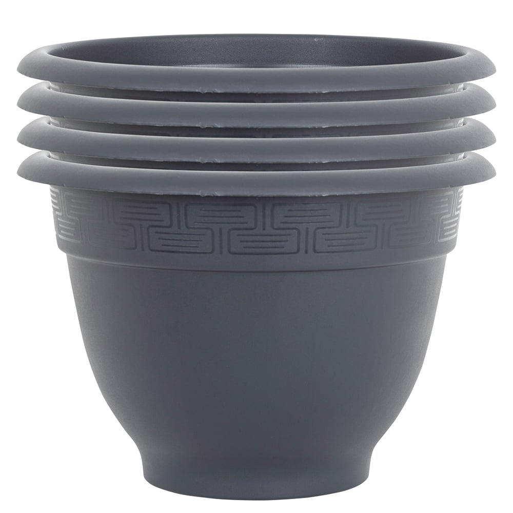 Wham Bell Pot Slate Recycled Plastic Round Planter 44cm 4 Pack Image 1