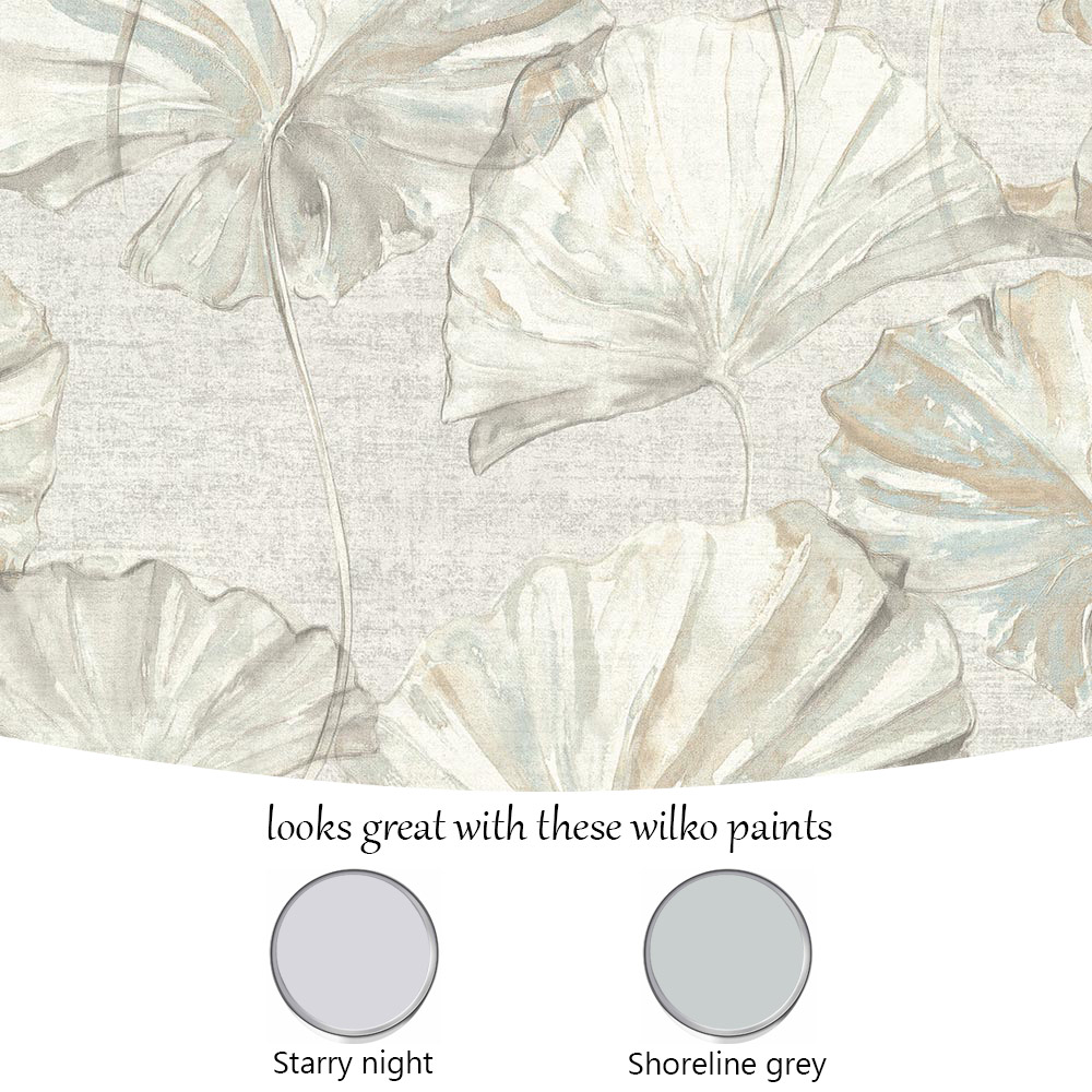 Grandeco Boutique Collection Water Lily White Wallpaper Image 4
