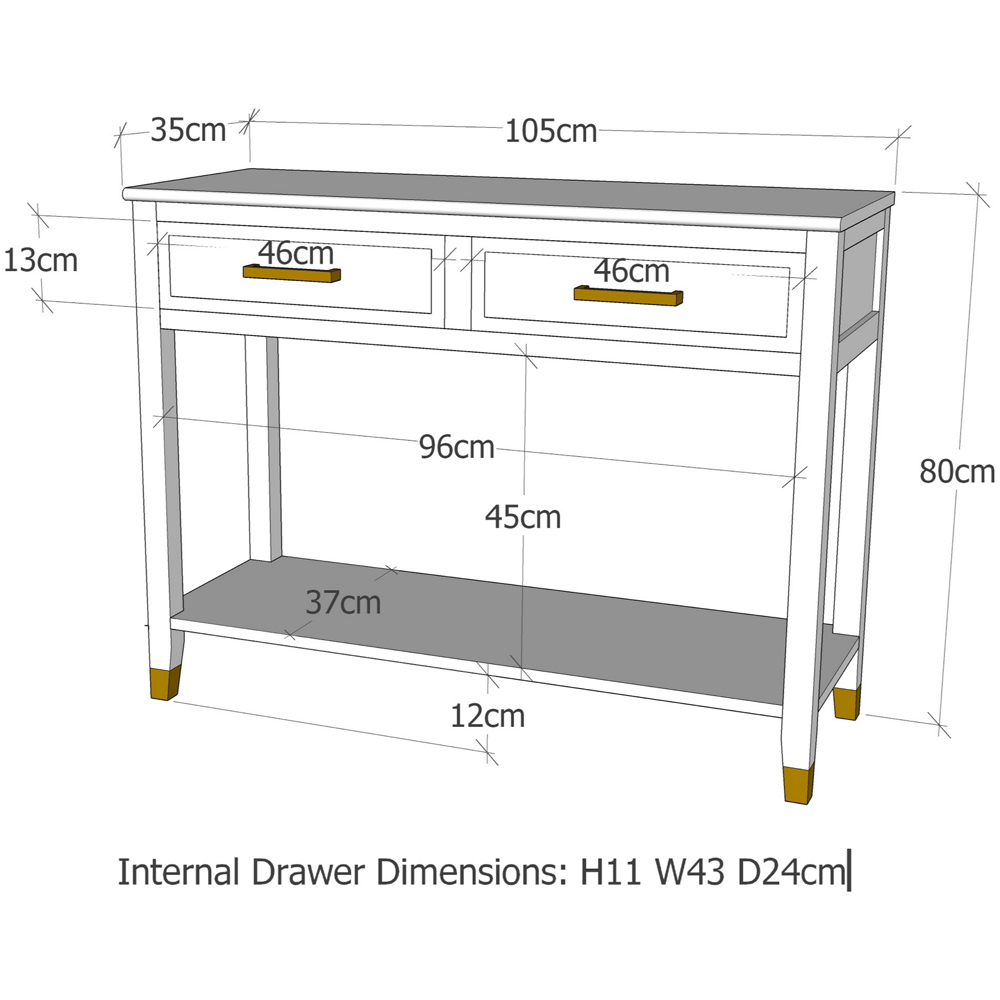 Palazzi 2 Drawers Grey Console Table Image 9