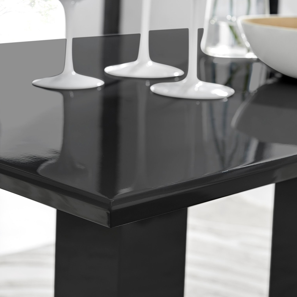 Furniturebox Molini Valera 6 Seater Dining Set Black High Gloss and White Image 5