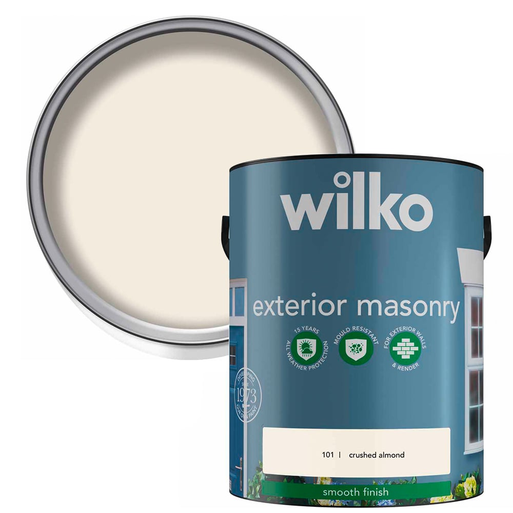 Wilko Crushed Almond Smooth Masonry Paint 5L Image 1