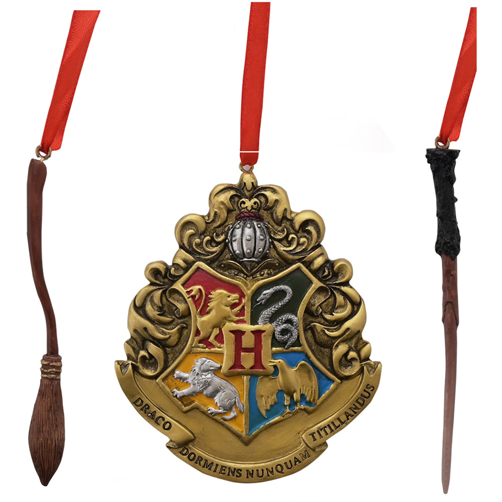 Harry Potter Wand Crest and Broom Hanging Decorations 3 Piece Image 1