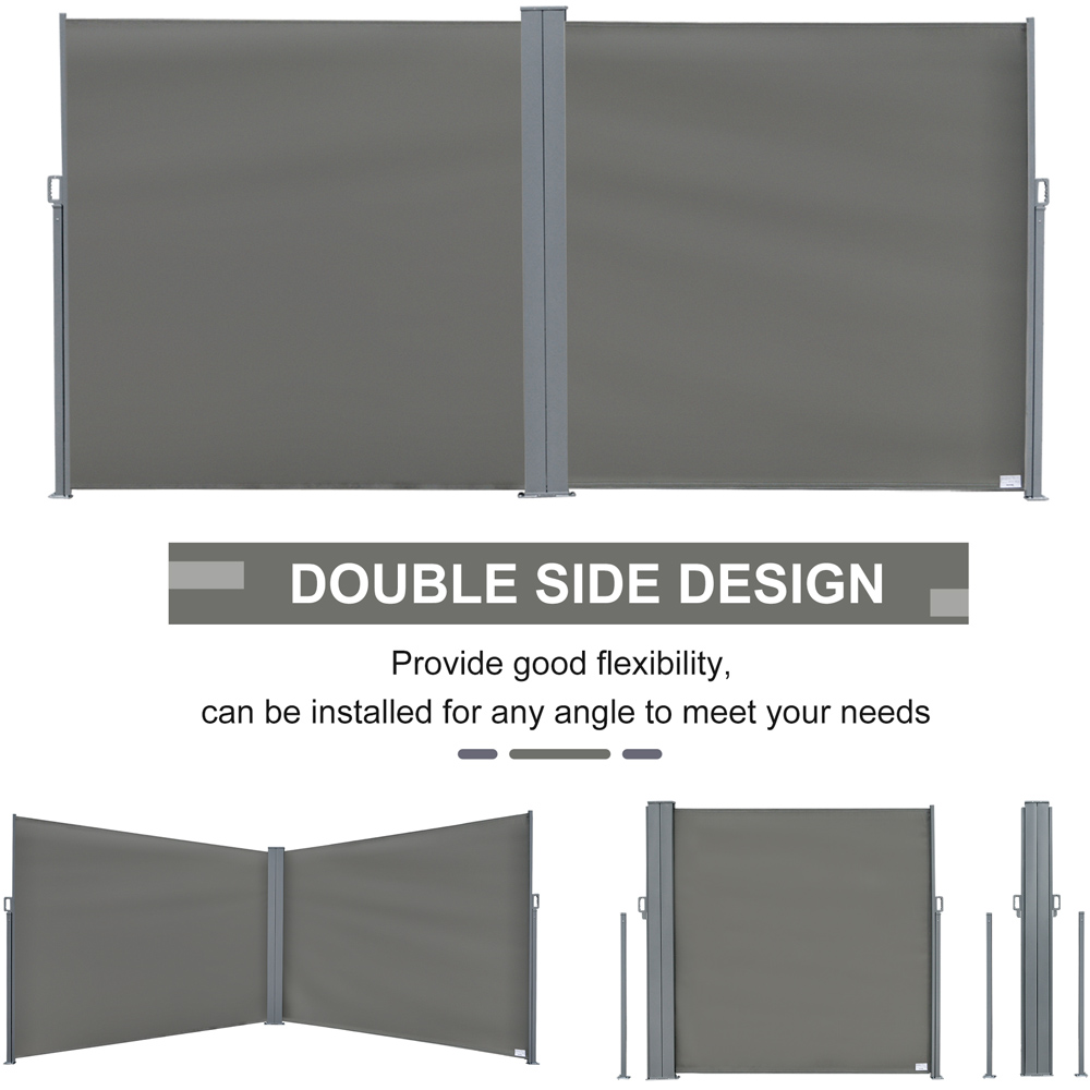 Outsunny Cream Grey Steel Frame Double-Sided Retractable Awning 6 x 2m Image 5