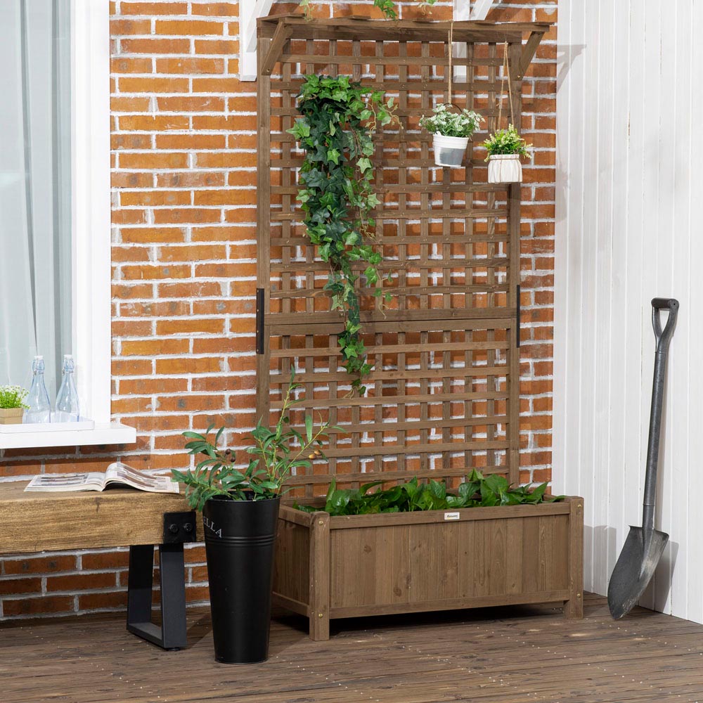 Outsunny Wood Planter with Trellis Image 4