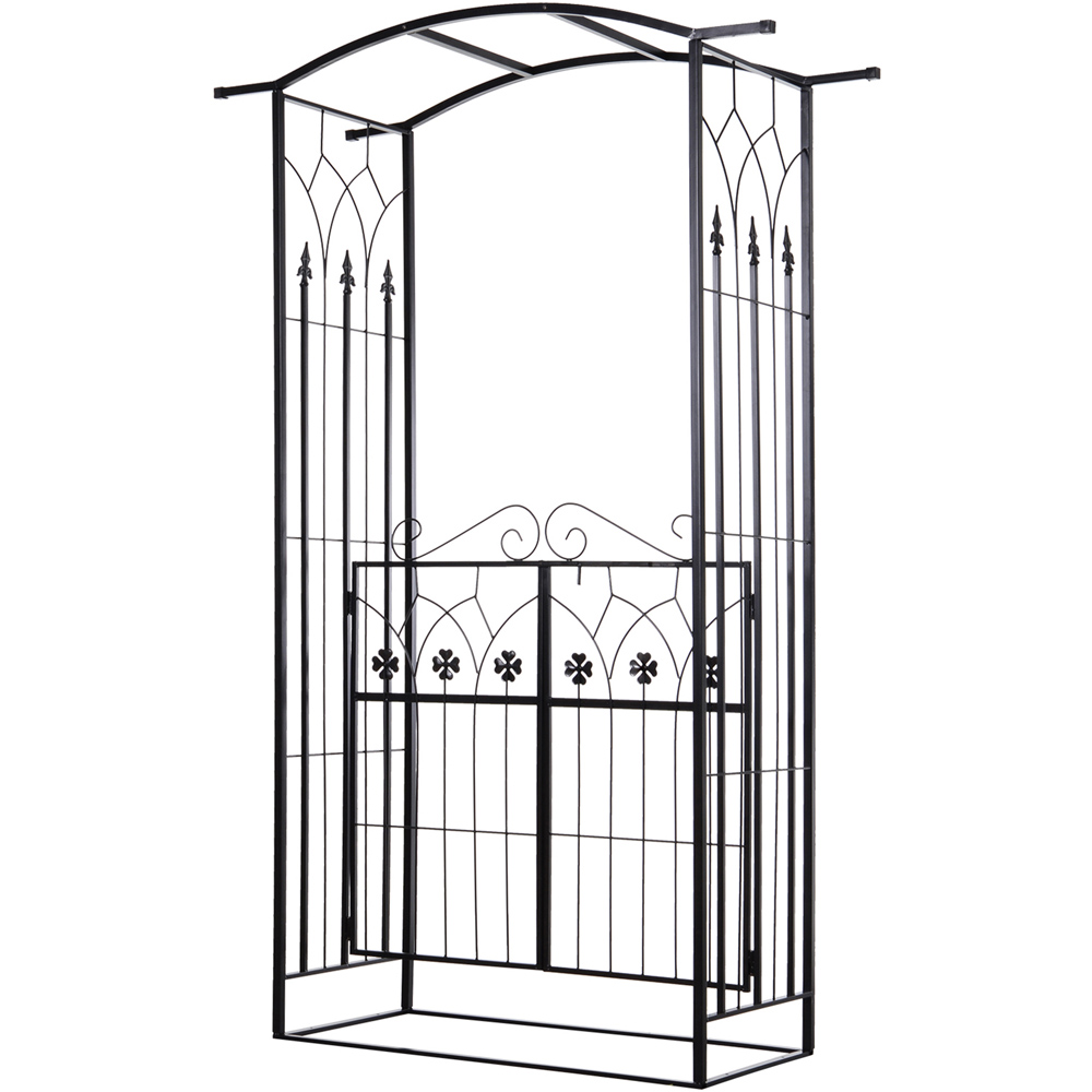 Outsunny 6.9 x 4.2 x 1.6ft Garden Arch with Gate and Trellis Sides Image 2
