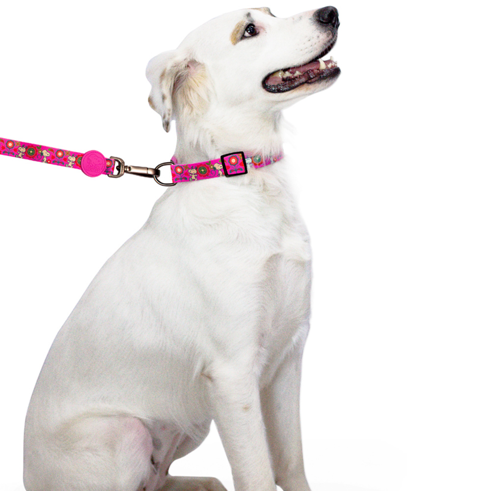 Snoopy Small Pink Flower Dog Collar Image 4