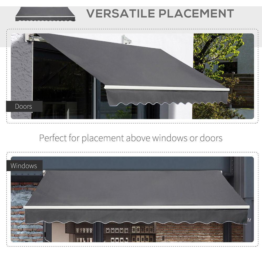 Outsunny Grey Retractable Manual Awning 4 x 2.5m Image 5