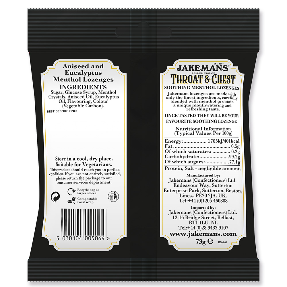 Jakemans Throat and Chest Soothing Menthol Lozenges 73g Image 2