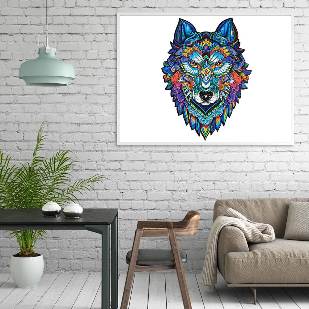 Living and Home 144 Piece Wooden Geometric Wolf Puzzle Multicolour Image 6