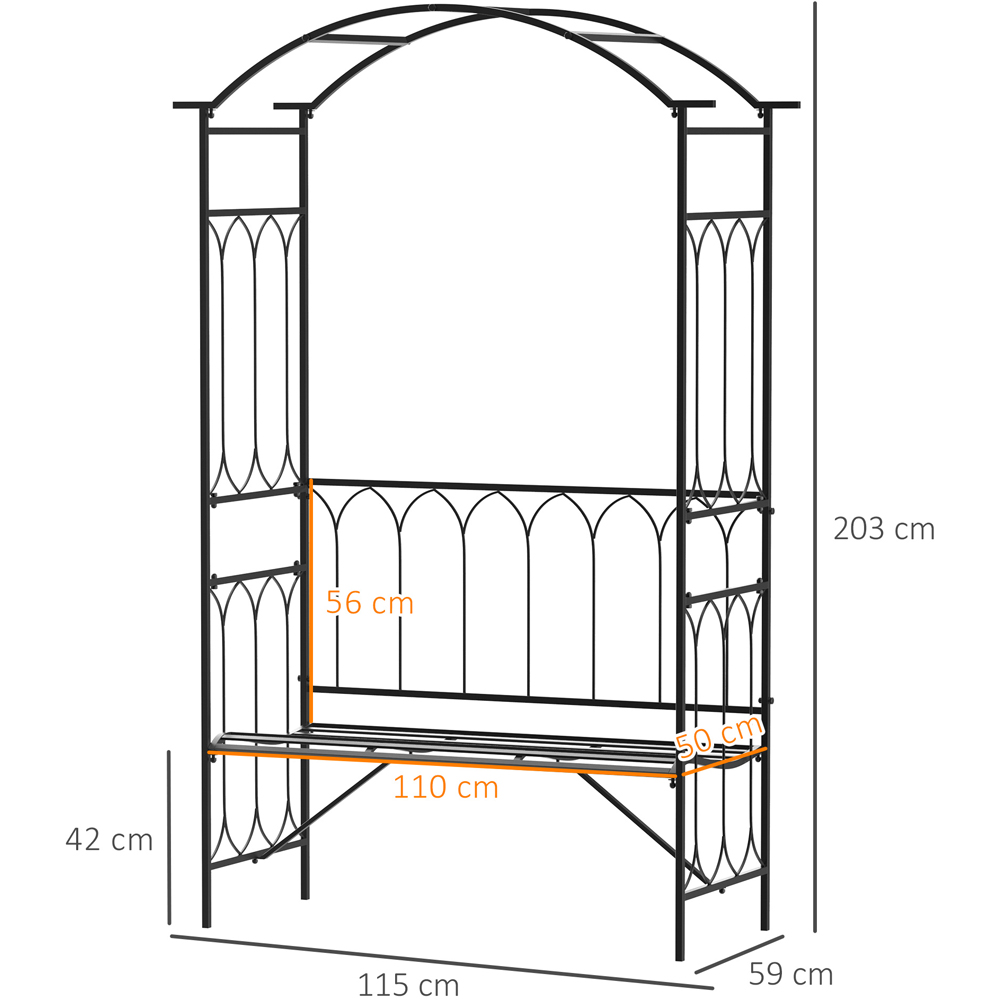 Outsunny 2 Seater 6.5 x 3.7 x 1.3ft Vintage Garden Arbour with Trellis Side Image 7