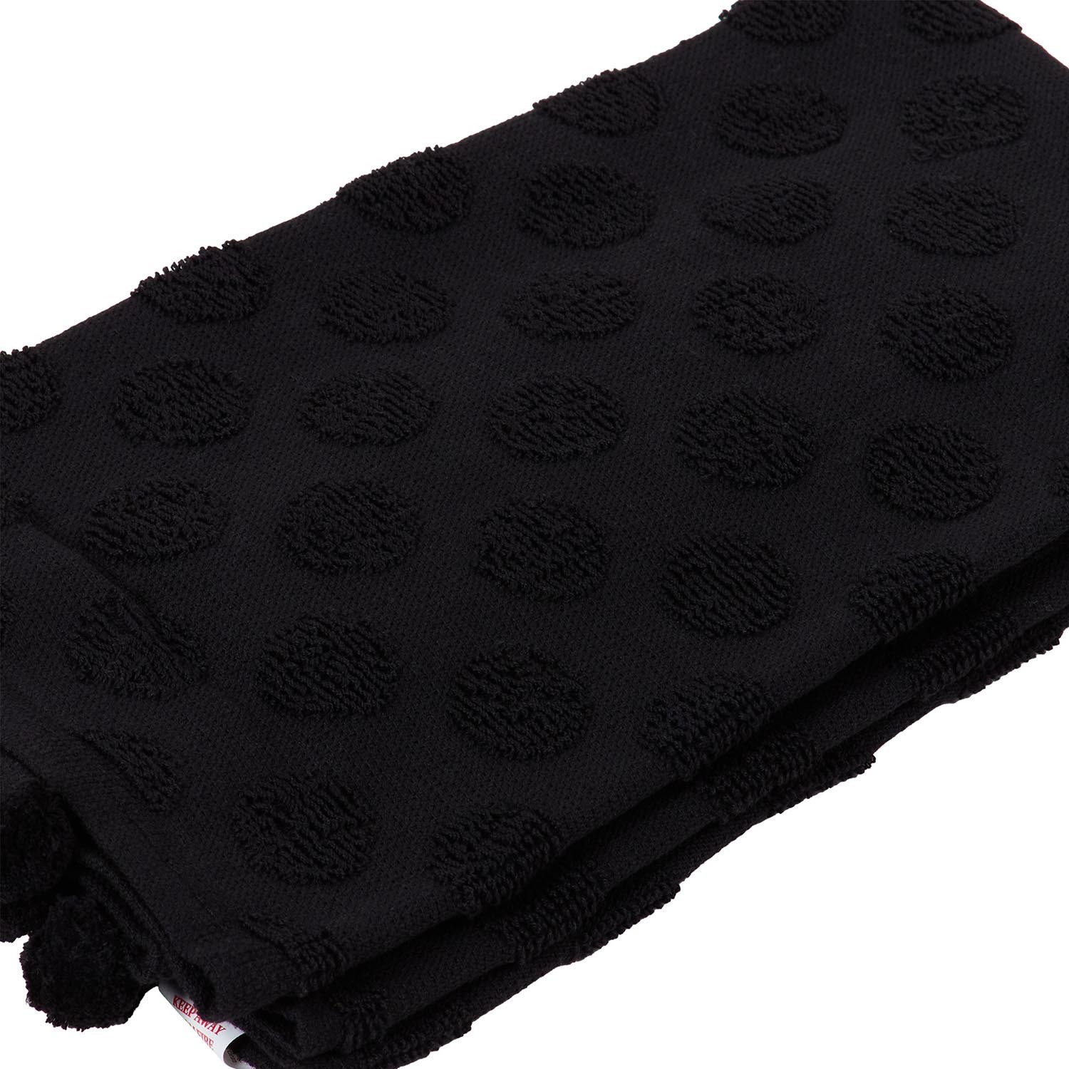 Pack of 2 Dobby Terry Kitchen Towels with Pom Poms - Black Image 7