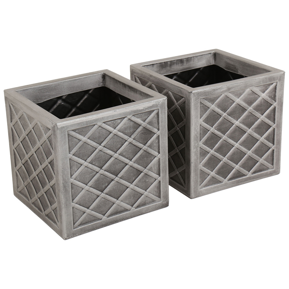 Charles Bentley Lazio Small Pewter Planters 2 Pack Image 1