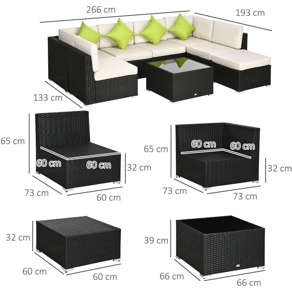 Outsunny 7 Seater Black PE Rattan Corner Sofa Lounge Set Image 7