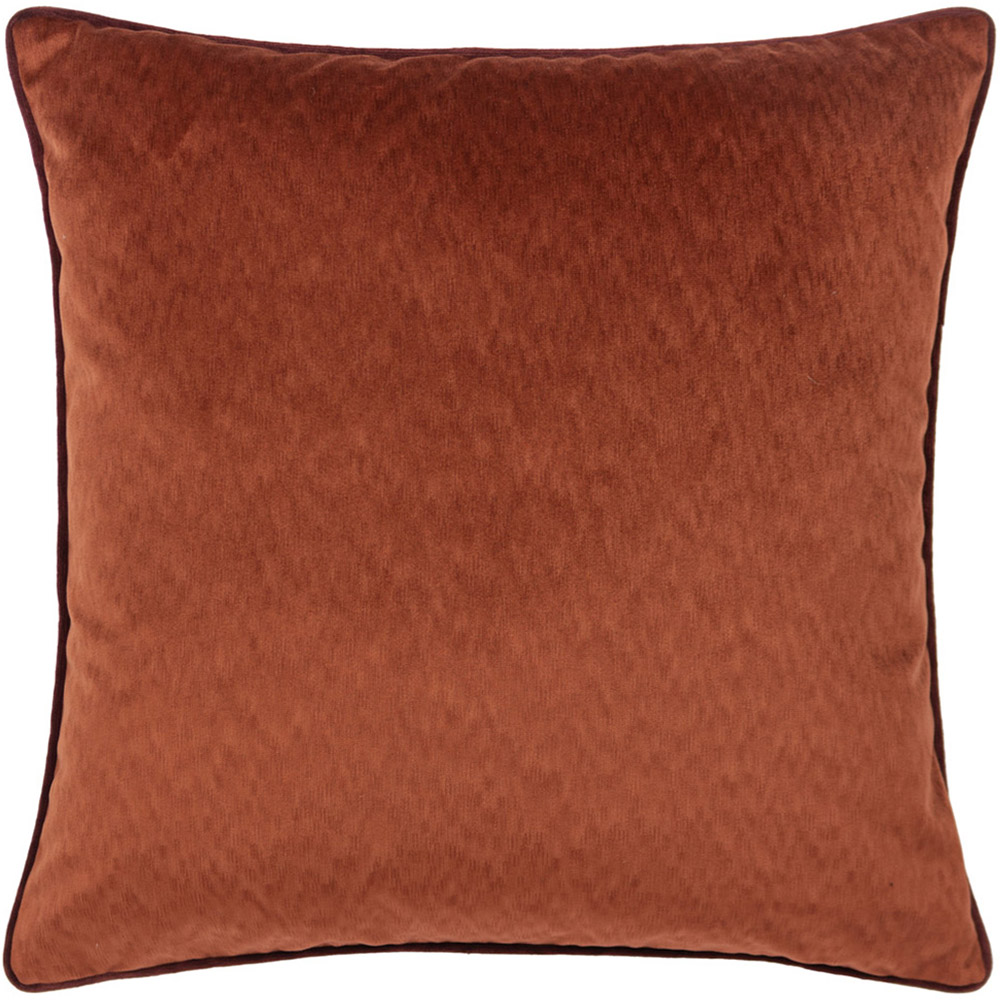 Paoletti Torto Russet and Marsala Red Square Velvet Touch Piped Cushion Image 1