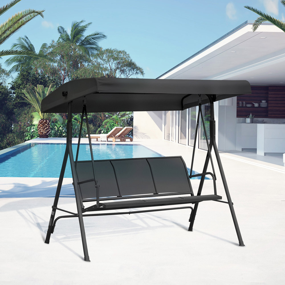 Outsunny 3 Seater Black Swing Chair with Canopy Image 8