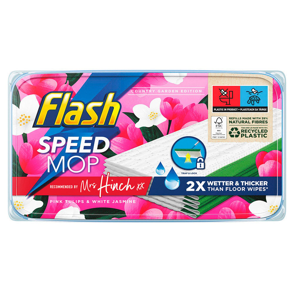 Flash Speedmop Mrs Hinch Pink Tulip Wet Cleaning Wipes 24 Pack Image 1
