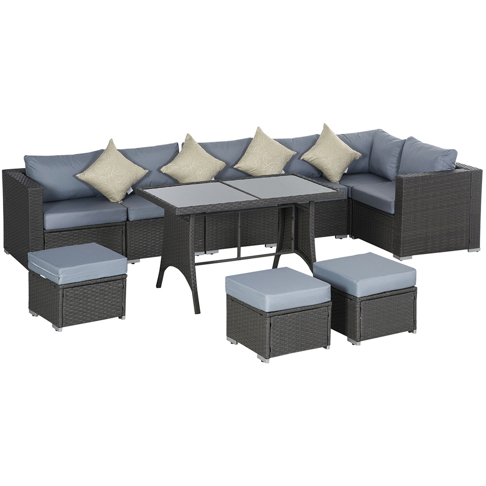 Outsunny 9 Seater Rattan Dining Sofa Set Grey Image 2