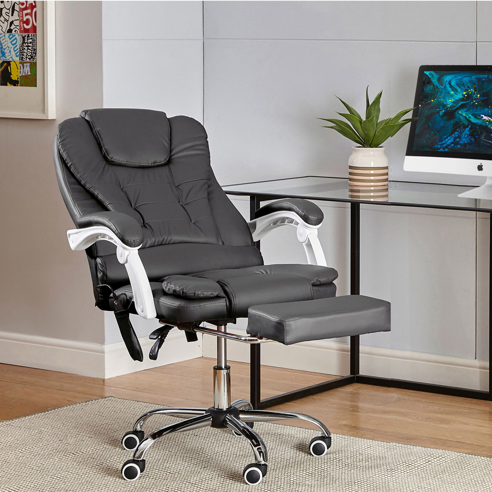 Neo Dark Grey Faux Leather Swivel Massage Office Chair Image 5