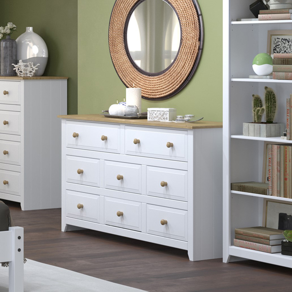 Capri 8 Drawer White Wide Chest of Drawers Image 5