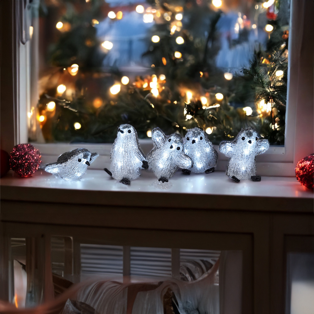 St Helens LED Acrylic Penguins Christmas Decoration 5 Pack Image 5