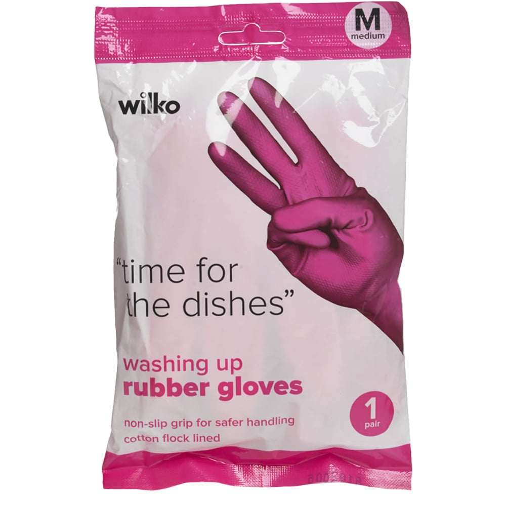 Wilko Medium Rubber Washing Up Gloves Image 1