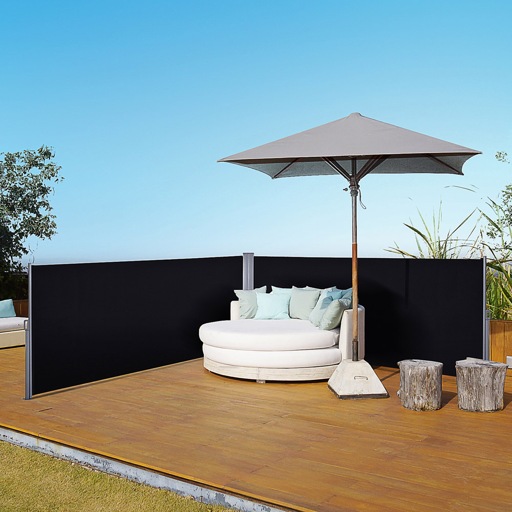 Outsunny Black Double Canopy Retractable Side Awning 6 x 1.6m Image 1